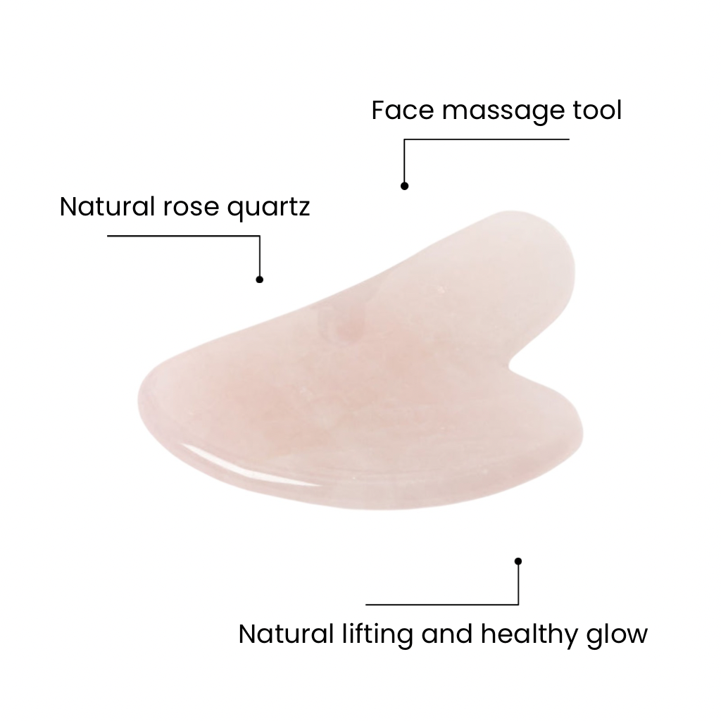 Rose Quartz GUA SHA Massage Tool + FREE Organic Face Oil