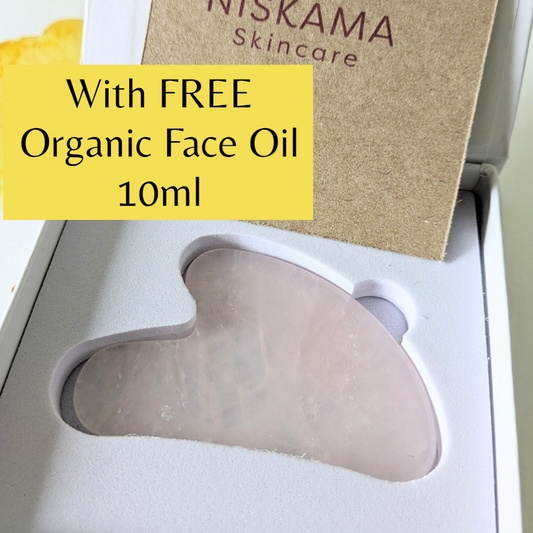 Rose Quartz GUA SHA Massage Tool + FREE Organic Face Oil